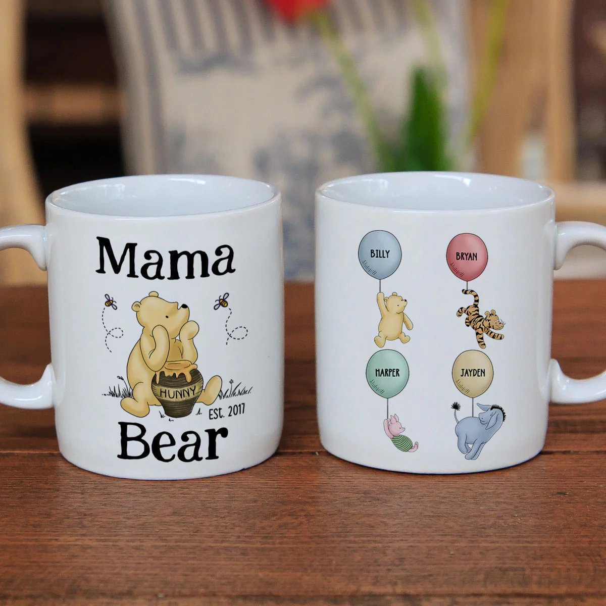 Mama Bear Est. Cute Characters With Balloon Mother‘s Day Gift For Mom Grandma Auntie Personalized Mug - Image 2