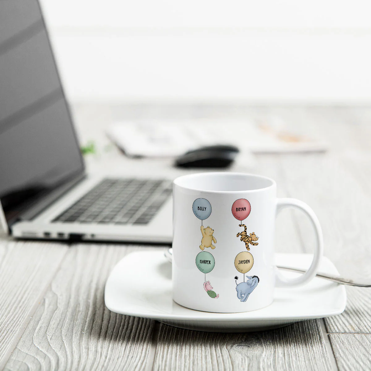 Mama Bear Est. Cute Characters With Balloon Mother‘s Day Gift For Mom Grandma Auntie Personalized Mug - Image 4