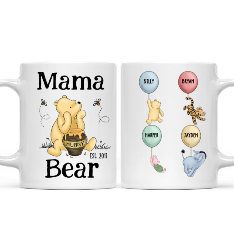 Mama Bear Est. Cute Characters With Balloon Mother‘s Day Gift For Mom Grandma Auntie Personalized Mug - Image 6