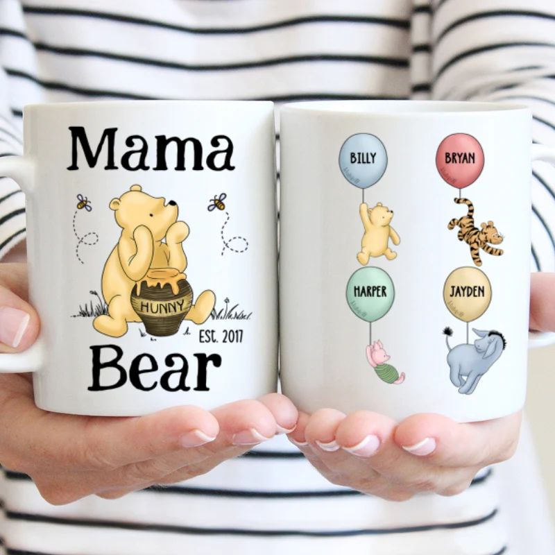 Mama Bear Est. Cute Characters With Balloon Mother‘s Day Gift For Mom Grandma Auntie Personalized Mug - Image 7