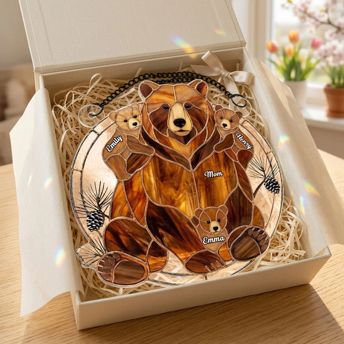 Mama Bear & Kids Custom Name - Personalized Acrylic Suncatcher - Heartfelt Mother's Day Gift For Mom, Wife, Grandma - Image 2