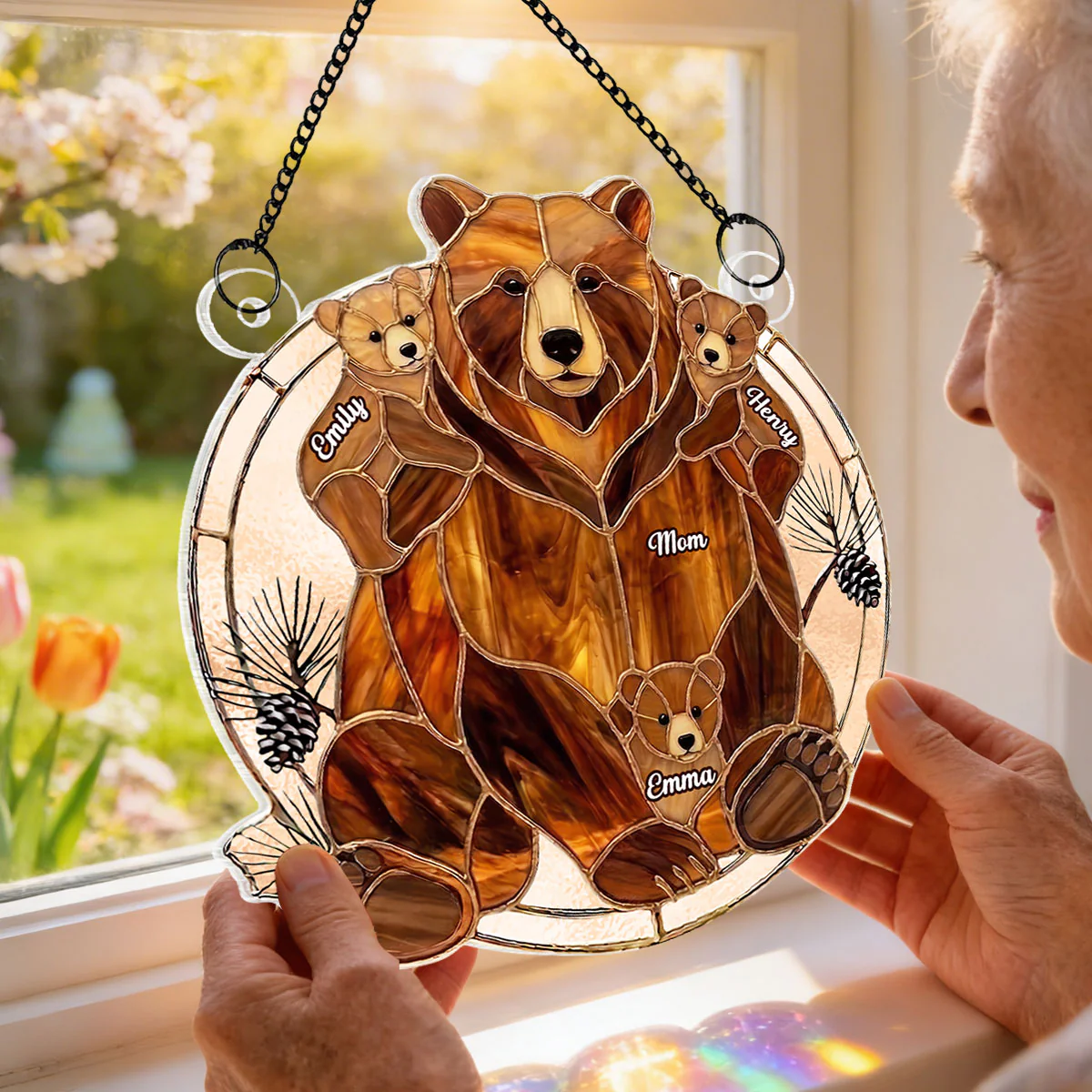 Mama Bear & Kids Custom Name - Personalized Acrylic Suncatcher - Heartfelt Mother's Day Gift For Mom, Wife, Grandma - Image 5
