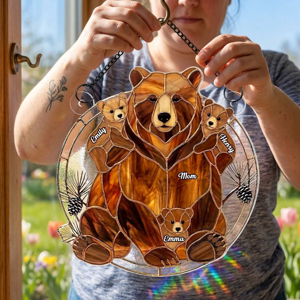 Mama Bear & Kids Custom Name - Personalized Acrylic Suncatcher - Heartfelt Mother's Day Gift For Mom, Wife, Grandma - Image 7
