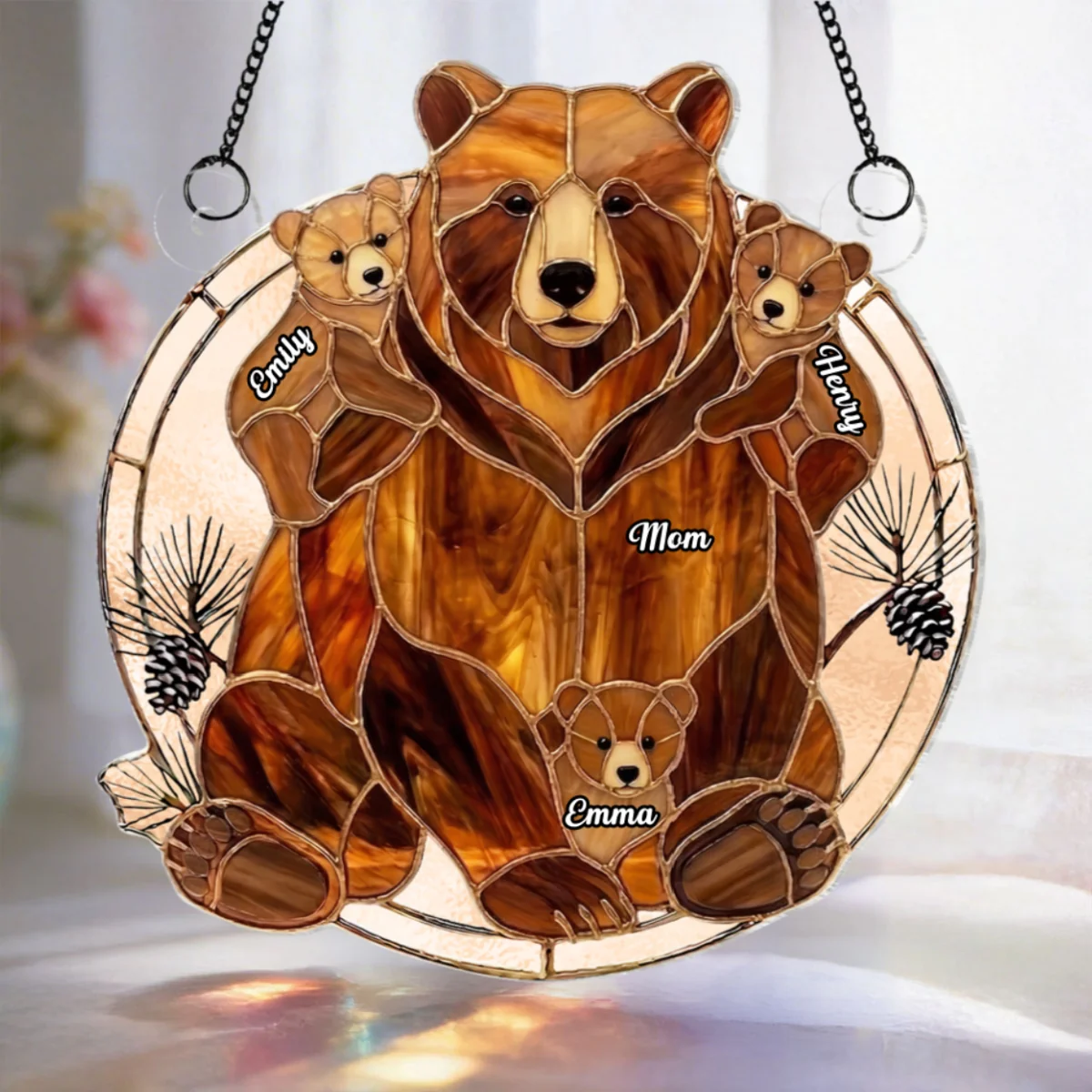 Mama Bear & Kids Custom Name - Personalized Acrylic Suncatcher - Heartfelt Mother's Day Gift For Mom, Wife, Grandma - Image 8
