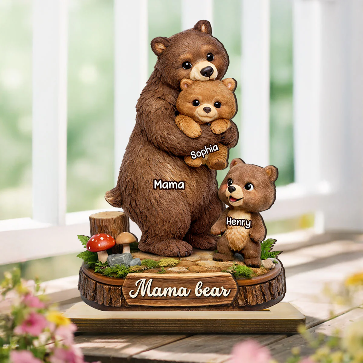 Mama Bear - Personalized 2-Layered Wooden Plaque - Heartfelt Mother's Day Gift for Mom, Grandma - Image 4