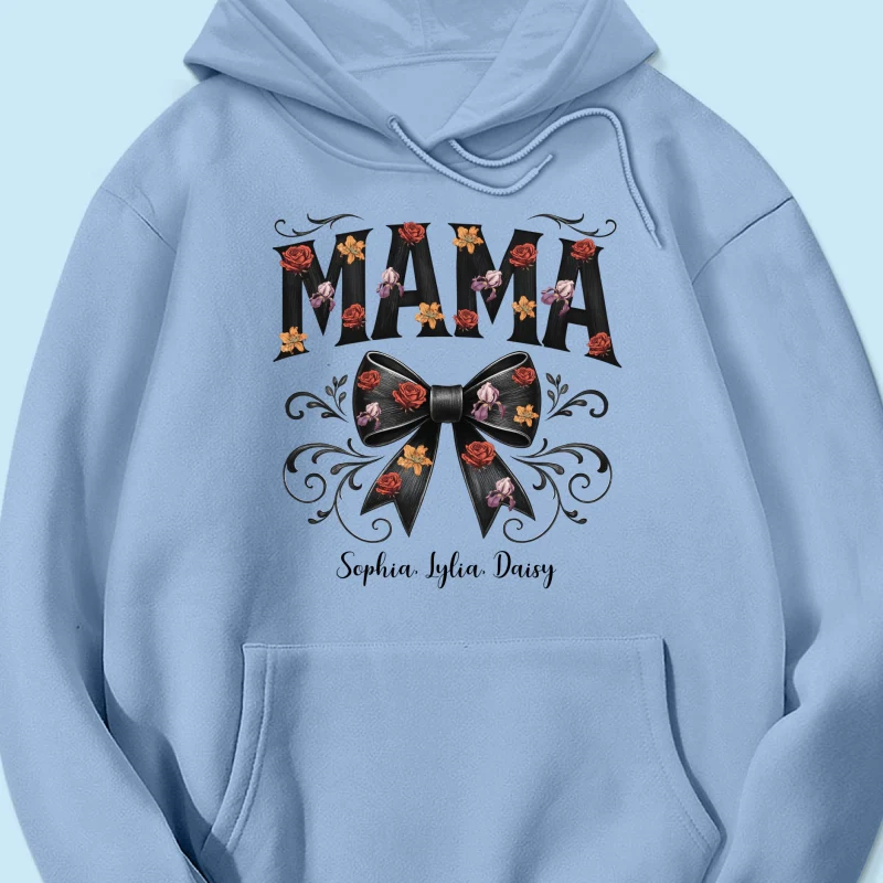 Mama Black Toile Coquette Bow Personalized Shirt, Birth Flower, Trendy Gift for Moms - Image 16