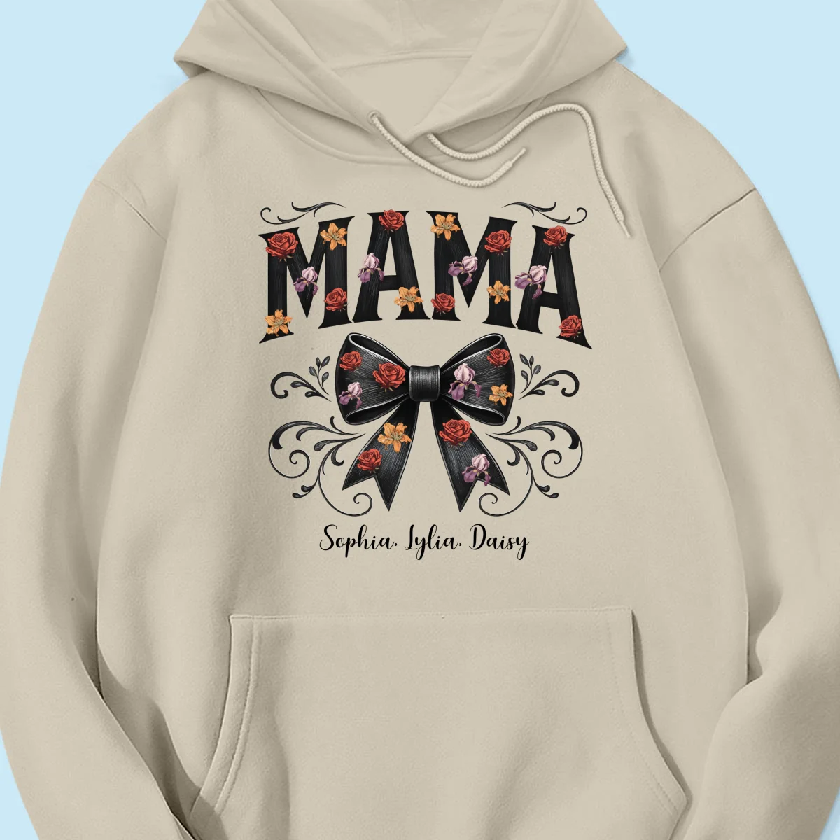 Mama Black Toile Coquette Bow Personalized Shirt, Birth Flower, Trendy Gift for Moms - Image 17