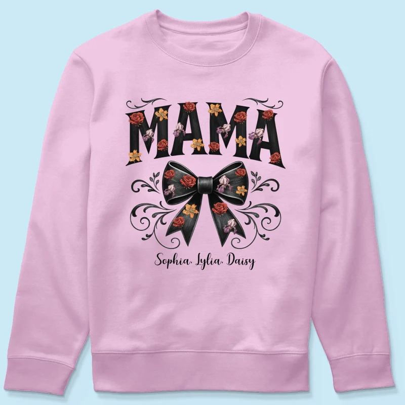 Mama Black Toile Coquette Bow Personalized Shirt, Birth Flower, Trendy Gift for Moms - Image 20