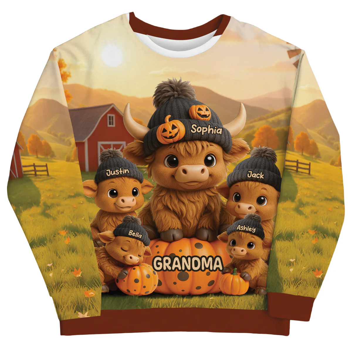 Mama Cow Grandma Cow And Kids 3D Effect Personalized Sweatshirt - Image 6