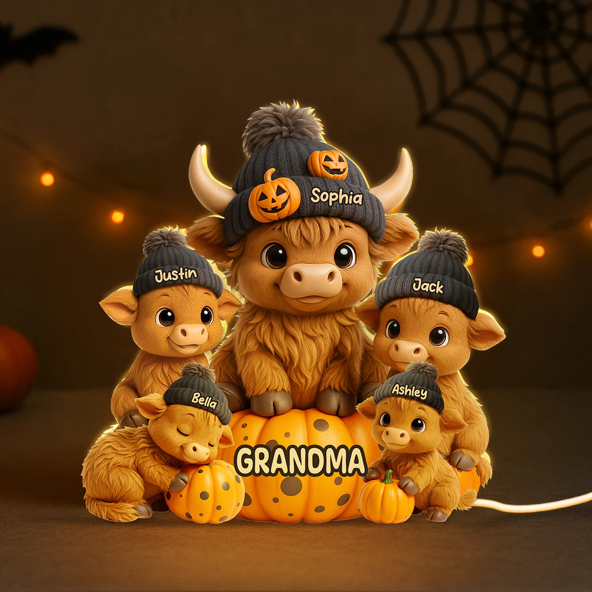 Mama Cow Personalized Light Box, Cozy Fall Vibe Halloween Decor for Mom, Grandma - Image 2