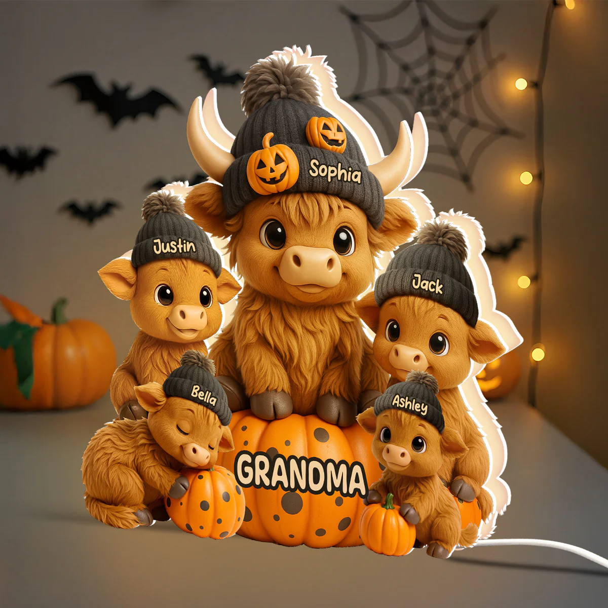 Mama Cow Personalized Light Box, Cozy Fall Vibe Halloween Decor for Mom, Grandma - Image 3