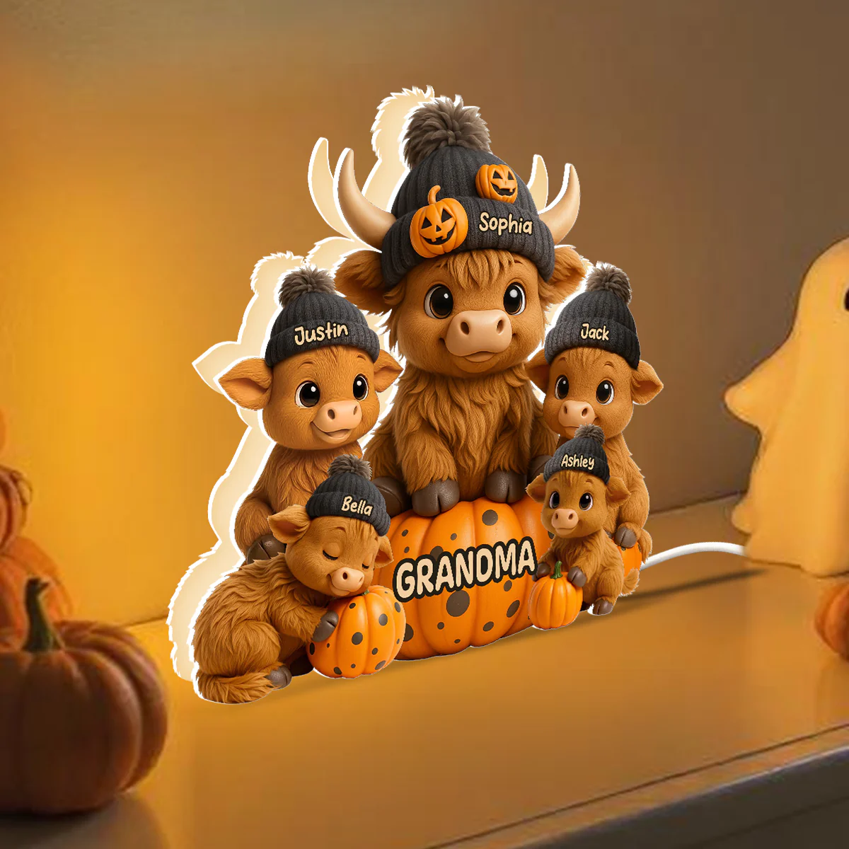 Mama Cow Personalized Light Box, Cozy Fall Vibe Halloween Decor for Mom, Grandma - Image 4