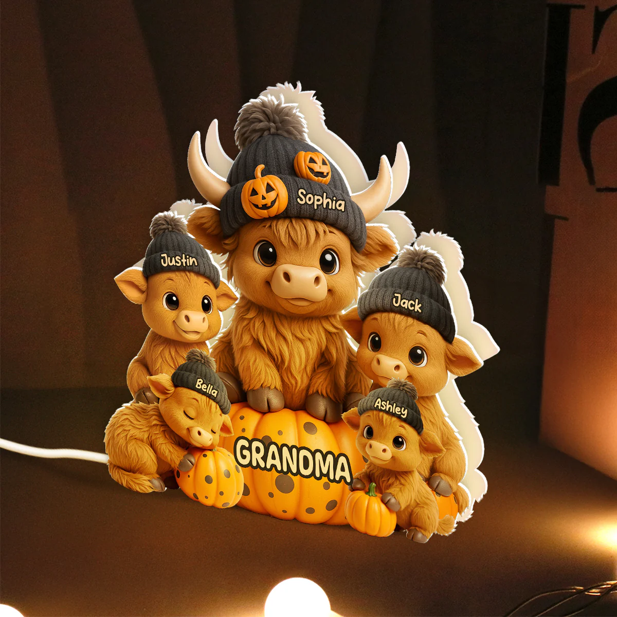 Mama Cow Personalized Light Box, Cozy Fall Vibe Halloween Decor for Mom, Grandma - Image 7