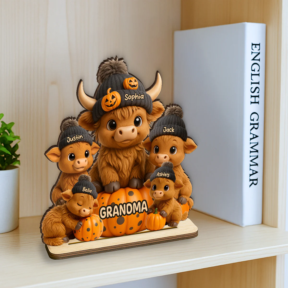 Mama Cow Personalized Standing Wooden Plaque, Cozy Fall Vibe Halloween Decor for Mom, Grandma - Image 4