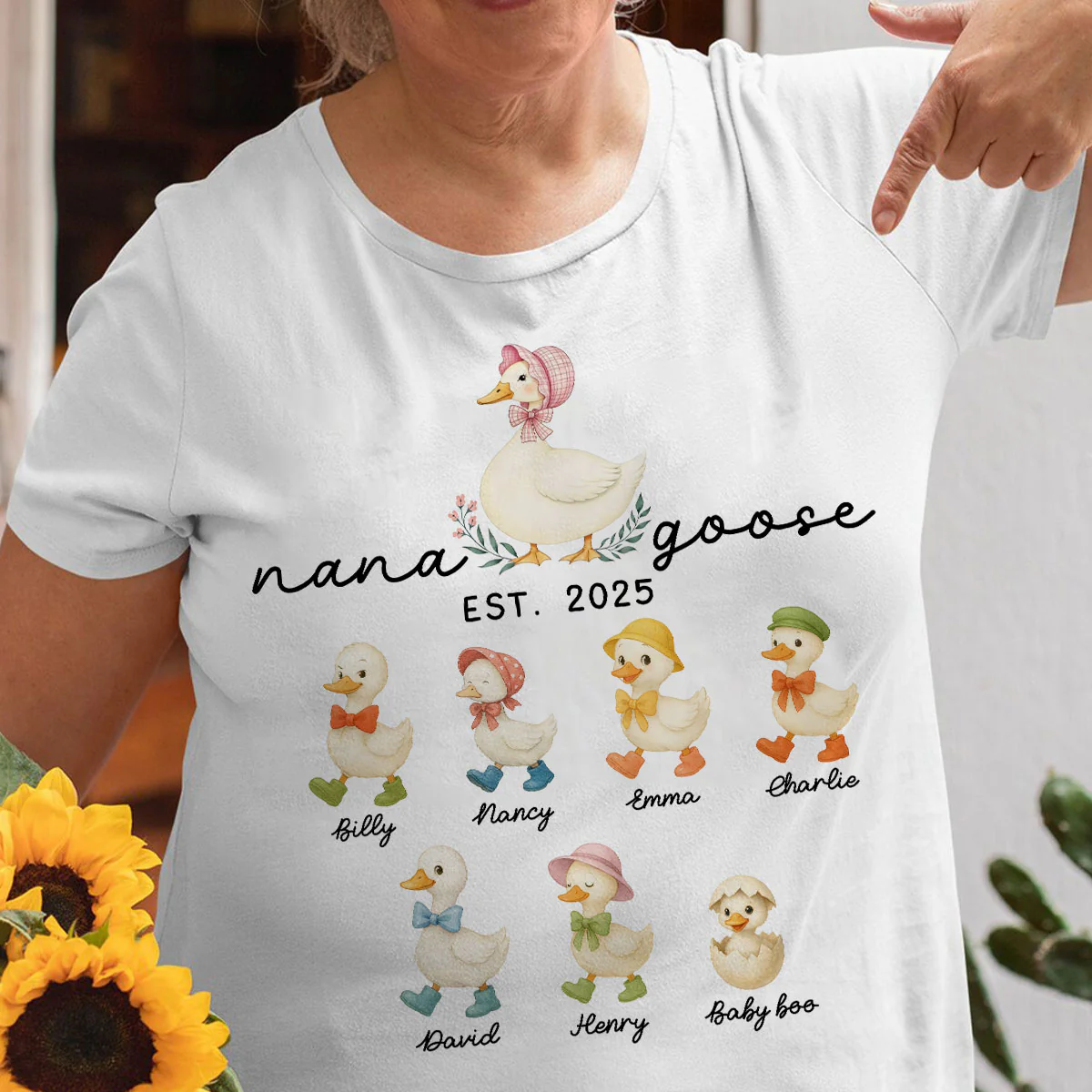 Mama Goose Grandma Goose And Kids Est Year Personalized Shirt, Gift - Image 2