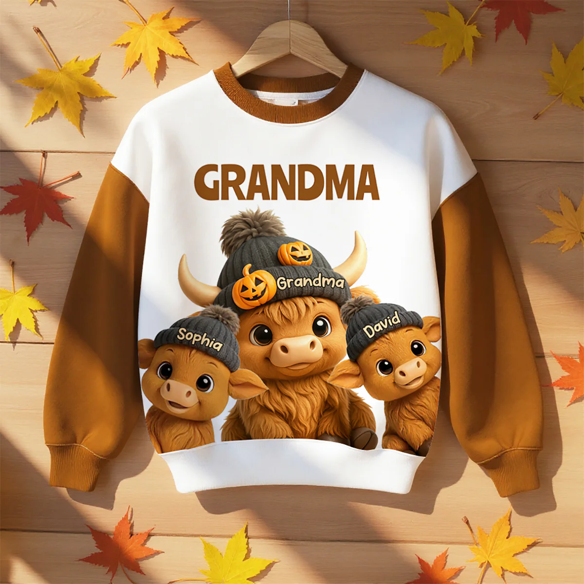Mama Grandma Cow Personalized Sweatshirt, Cozy Fall Sweatshirt - Image 3