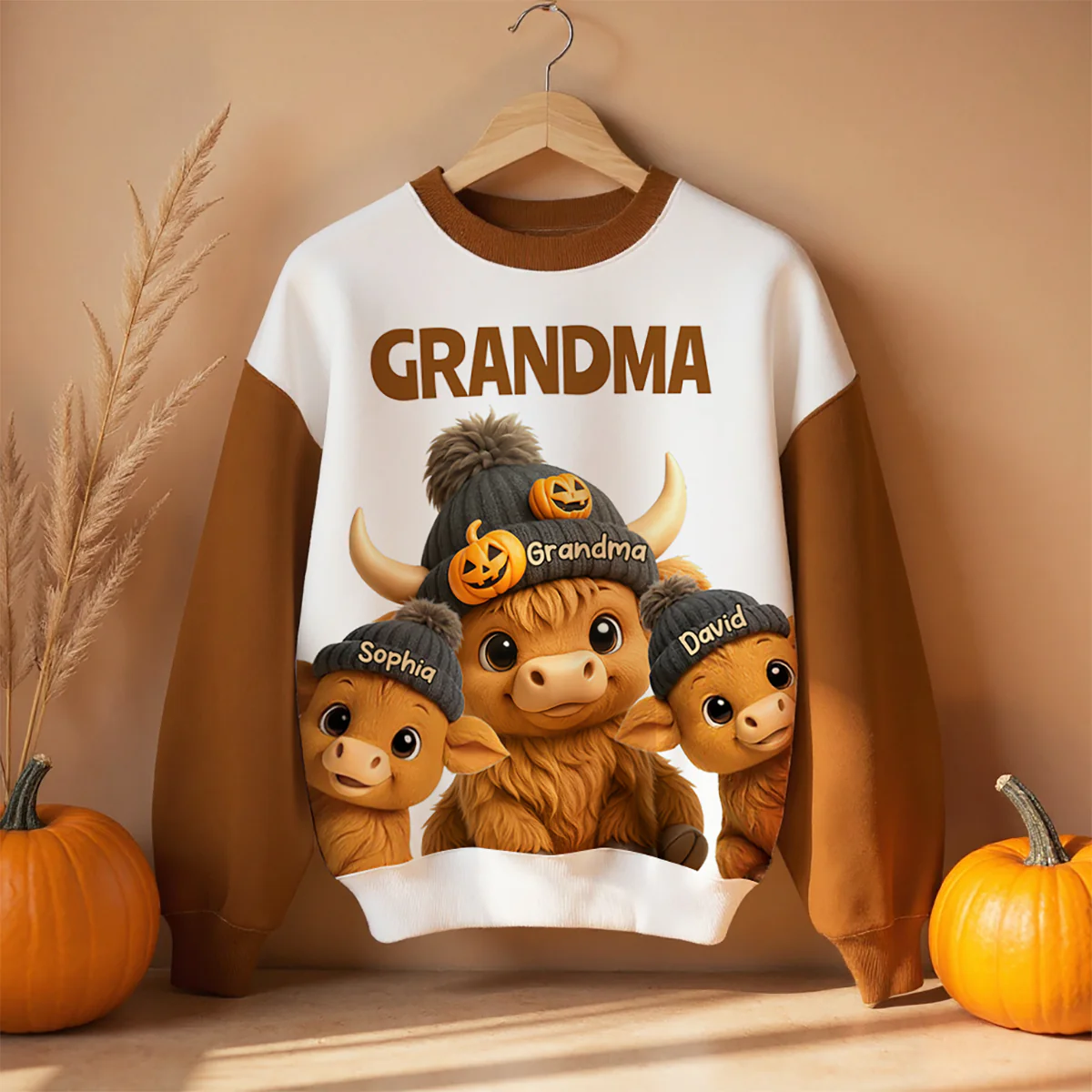 Mama Grandma Cow Personalized Sweatshirt, Cozy Fall Sweatshirt - Image 4