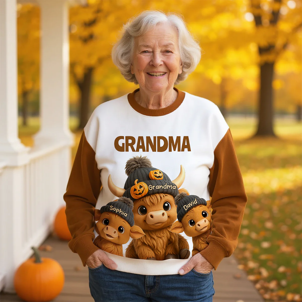 Mama Grandma Cow Personalized Sweatshirt, Cozy Fall Sweatshirt - Image 5