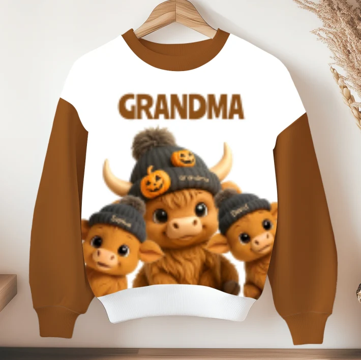Mama Grandma Cow Personalized Sweatshirt, Cozy Fall Sweatshirt - Image 9