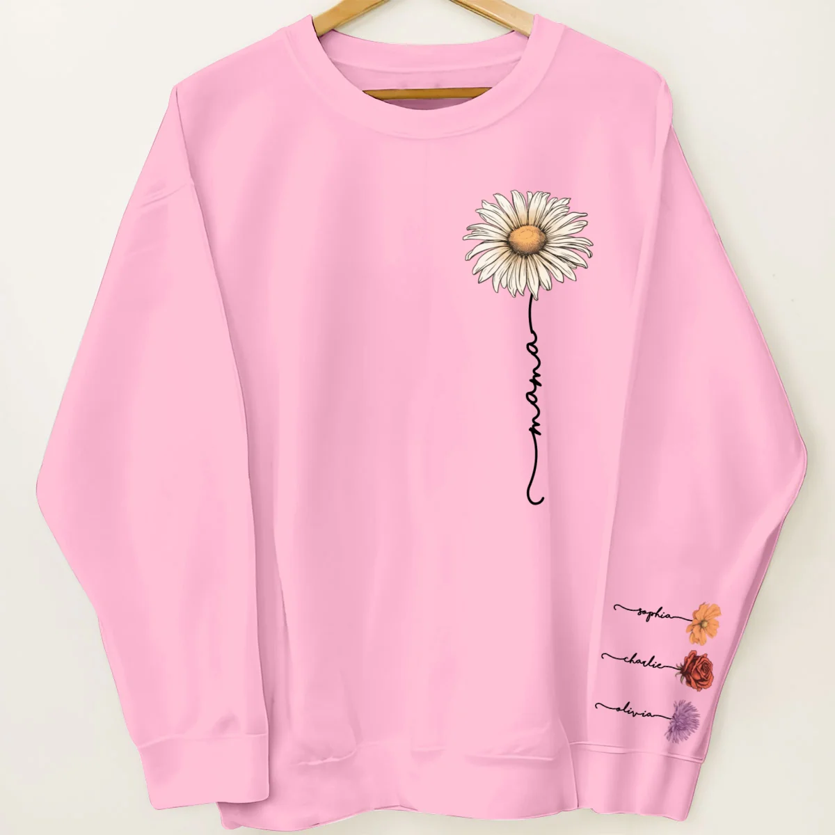 Mama Mom Grandma Birth Month Flower Personalized Sleeve Printed Sweatshirt - Image 11
