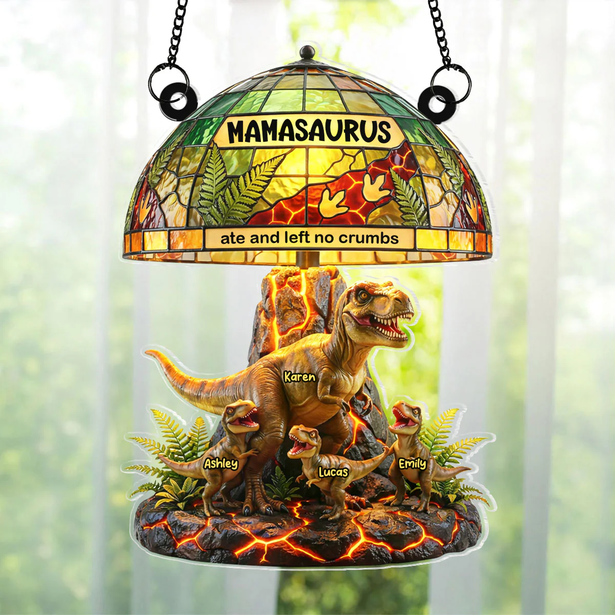 Mamasaurus Ate And Left No Crumbs - Personalized Window Hanging Suncatcher - Mother's Day Gift for Mom, Wife - Image 2