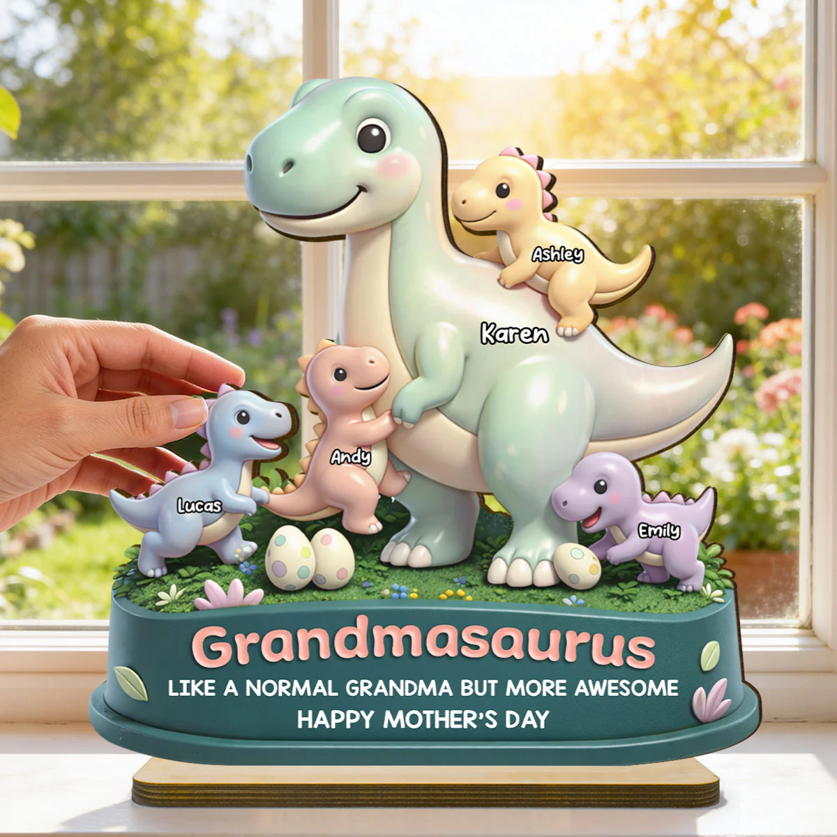 Mamasaurus More Awesome - Personalized 2-Layered Wooden Plaque - Sentimental Mother's Day Gift for Mom, Wife - Image 4