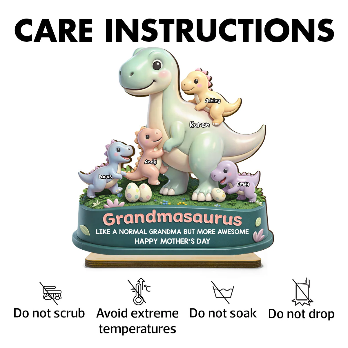 Mamasaurus More Awesome - Personalized 2-Layered Wooden Plaque - Sentimental Mother's Day Gift for Mom, Wife - Image 7