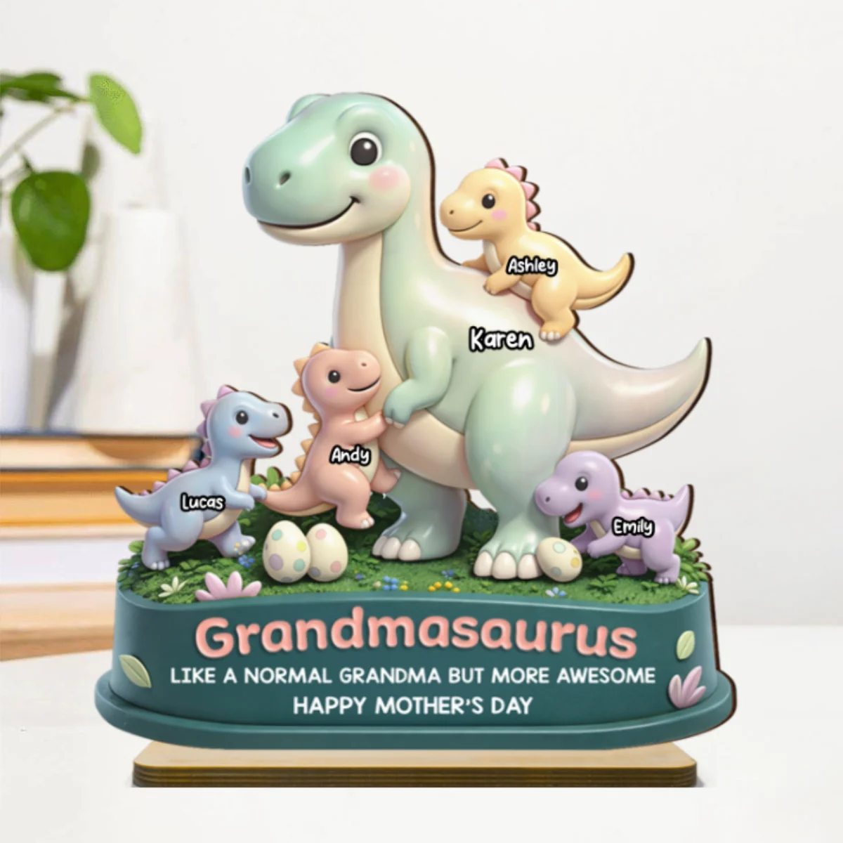 Mamasaurus More Awesome - Personalized 2-Layered Wooden Plaque - Sentimental Mother's Day Gift for Mom, Wife - Image 9