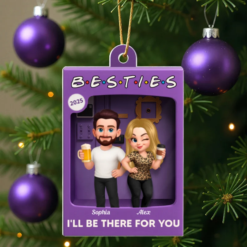 Man Woman Best Friends Purple 3D Effect Toy Box Style - Personalized Acrylic Ornament - Christmas Gift For Friends - Image 10