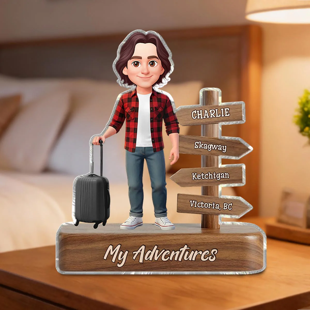 Man Woman Travel Adventures Traveling Destination 2D Flat - Personalized Acrylic Block Plaque - Gift for Travelers - Image 5