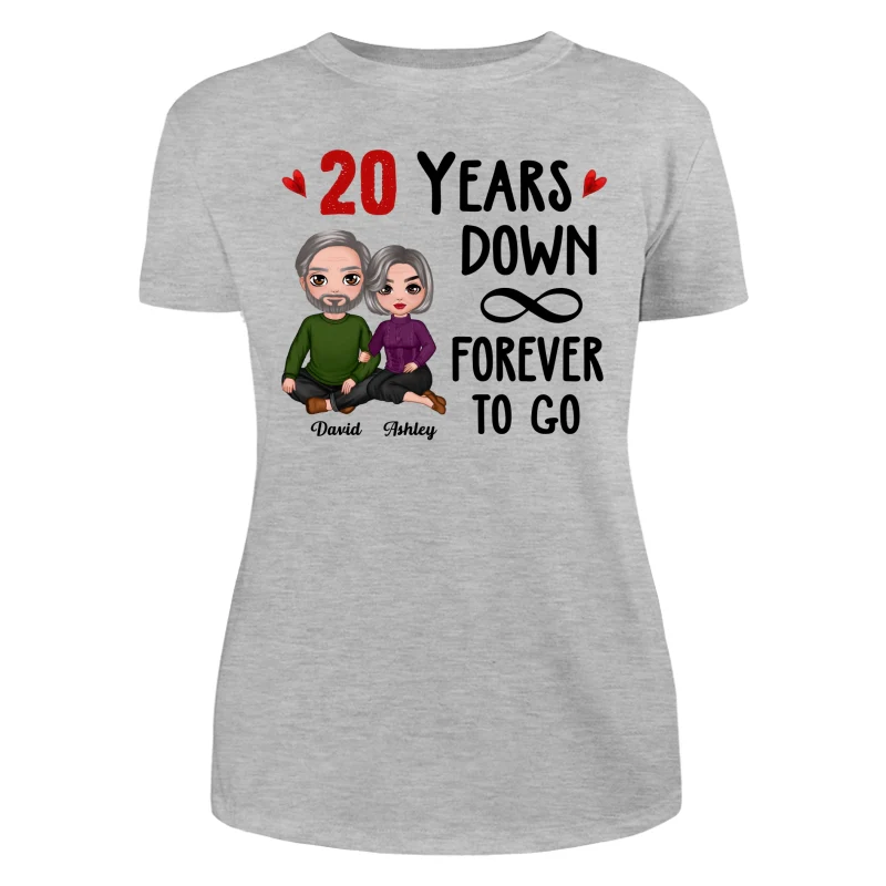 Many Years Down Forever To Go Couple Embracing Anniversary Gift Personalized Shirt - Image 10