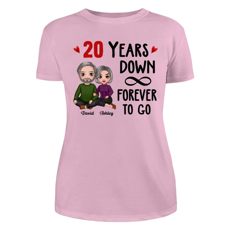 Many Years Down Forever To Go Couple Embracing Anniversary Gift Personalized Shirt - Image 11