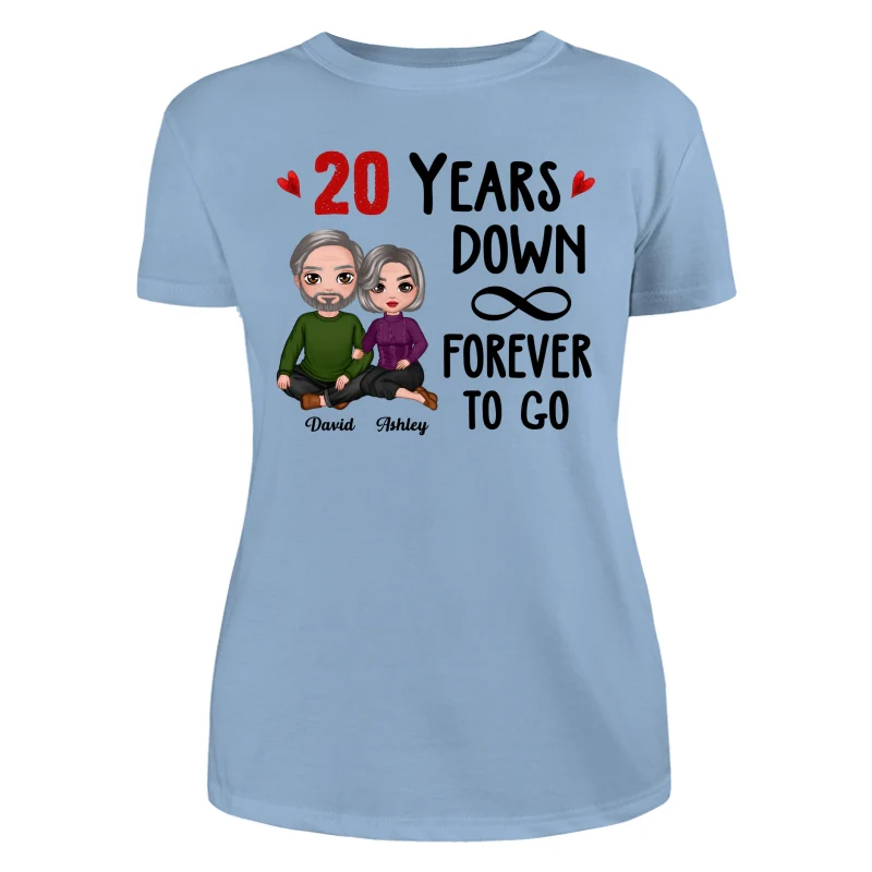 Many Years Down Forever To Go Couple Embracing Anniversary Gift Personalized Shirt - Image 12