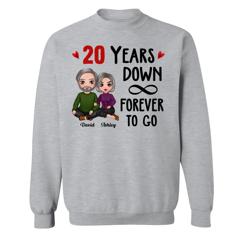 Many Years Down Forever To Go Couple Embracing Anniversary Gift Personalized Shirt - Image 14