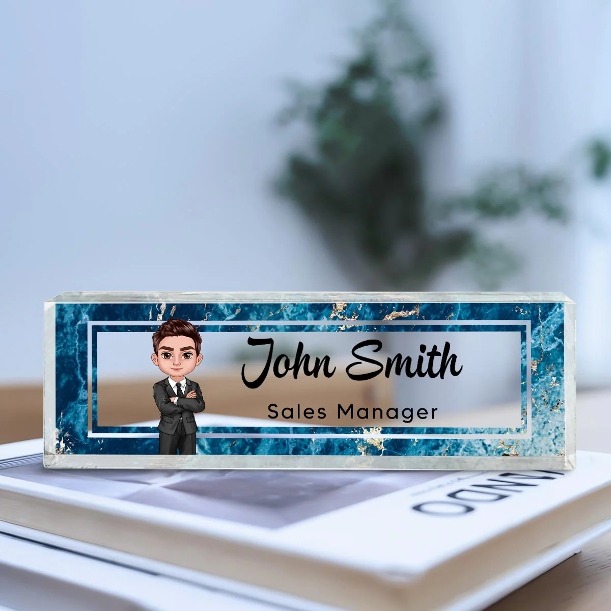 Marble Design Personalized Acrylic Desk Name Plate, Office Desk Decor, Gift For Boss, PhD, Teacher, Colleagues, Coworkers - Image 6