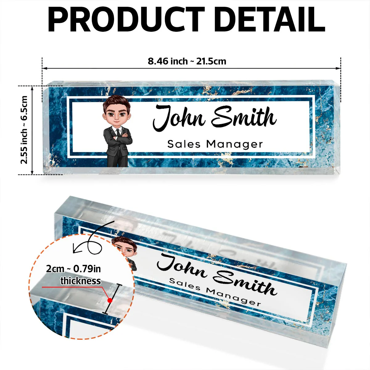Marble Design Personalized Acrylic Desk Name Plate, Office Desk Decor, Gift For Boss, PhD, Teacher, Colleagues, Coworkers - Image 9