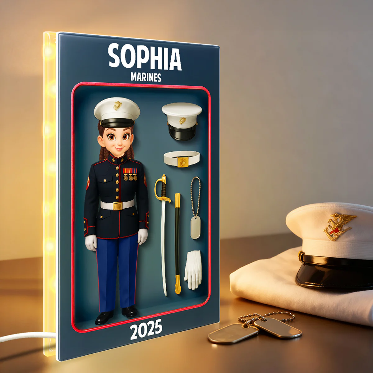 Marines Action Figure 3D Effect - Personalized Light Box - Special Gift For The Marines - Image 2