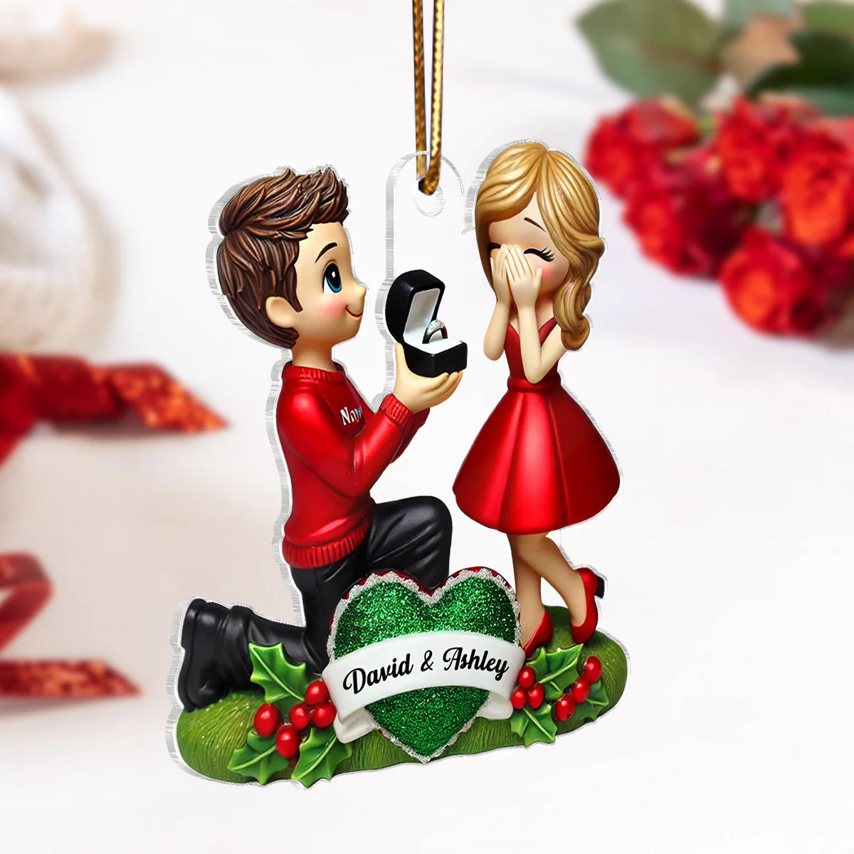 Marriage Proposal 3D Effect Ornament, - Personalized Acrylic Ornament - Image 2