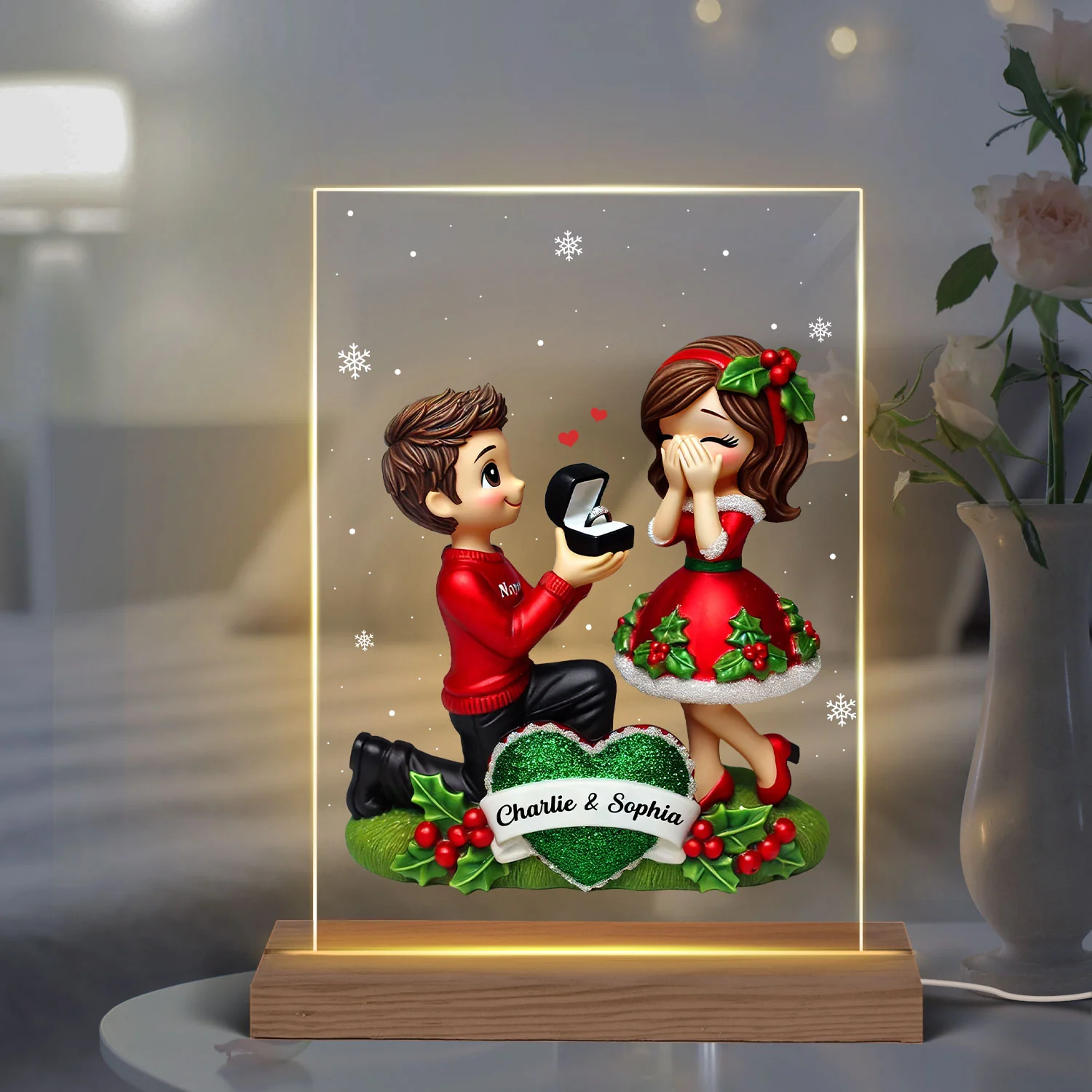Marriage Proposal LED Night Light, Personalized Newly Engaged Couple Gift, She Said Yes! - Image 4