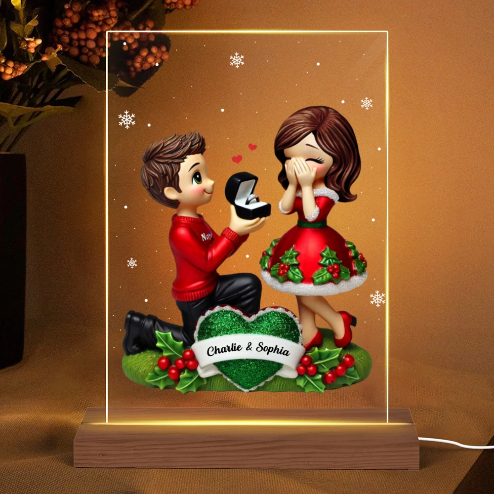 Marriage Proposal LED Night Light, Personalized Newly Engaged Couple Gift, She Said Yes! - Image 6