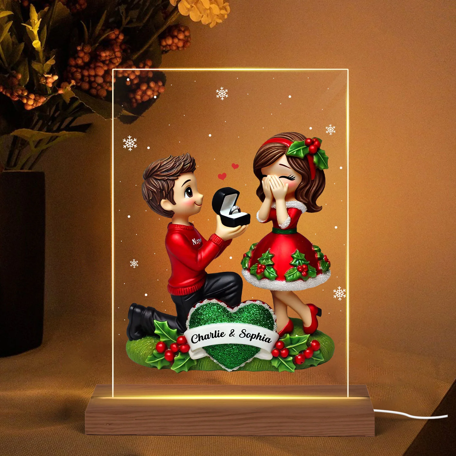 Marriage Proposal LED Night Light, Personalized Newly Engaged Couple Gift, She Said Yes! - Image 7