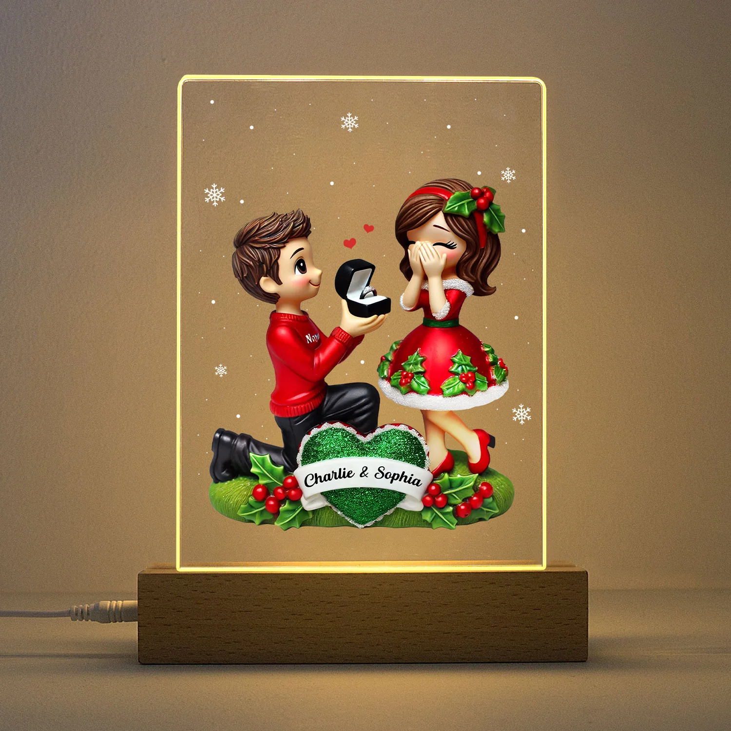 Marriage Proposal LED Night Light, Personalized Newly Engaged Couple Gift, She Said Yes! - Image 8