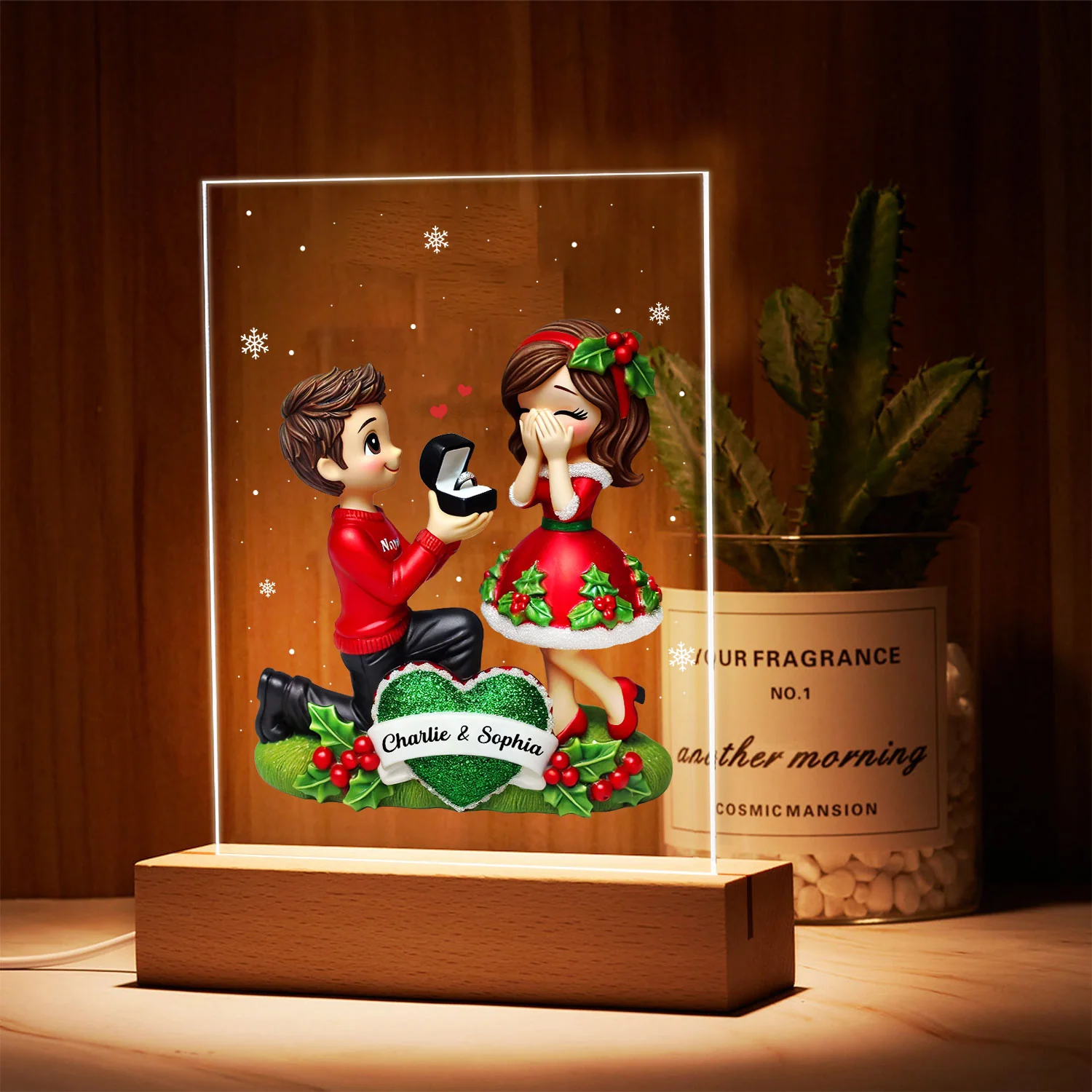 Marriage Proposal LED Night Light, Personalized Newly Engaged Couple Gift, She Said Yes! - Image 9