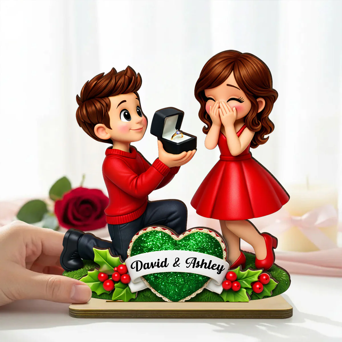 Marriage Proposal Valentine - Personalized 2-Layered Wooden Plaque - Anniversary, Valentine's Day Gift, Gift For Him, Gift For Her - Image 3
