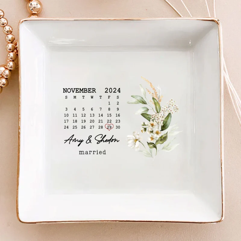 Married Couple Wedding Date Personalized Jewelry Dish, Engagement Wedding Newlywed Gift, Heartwarming Keepsake - Image 10