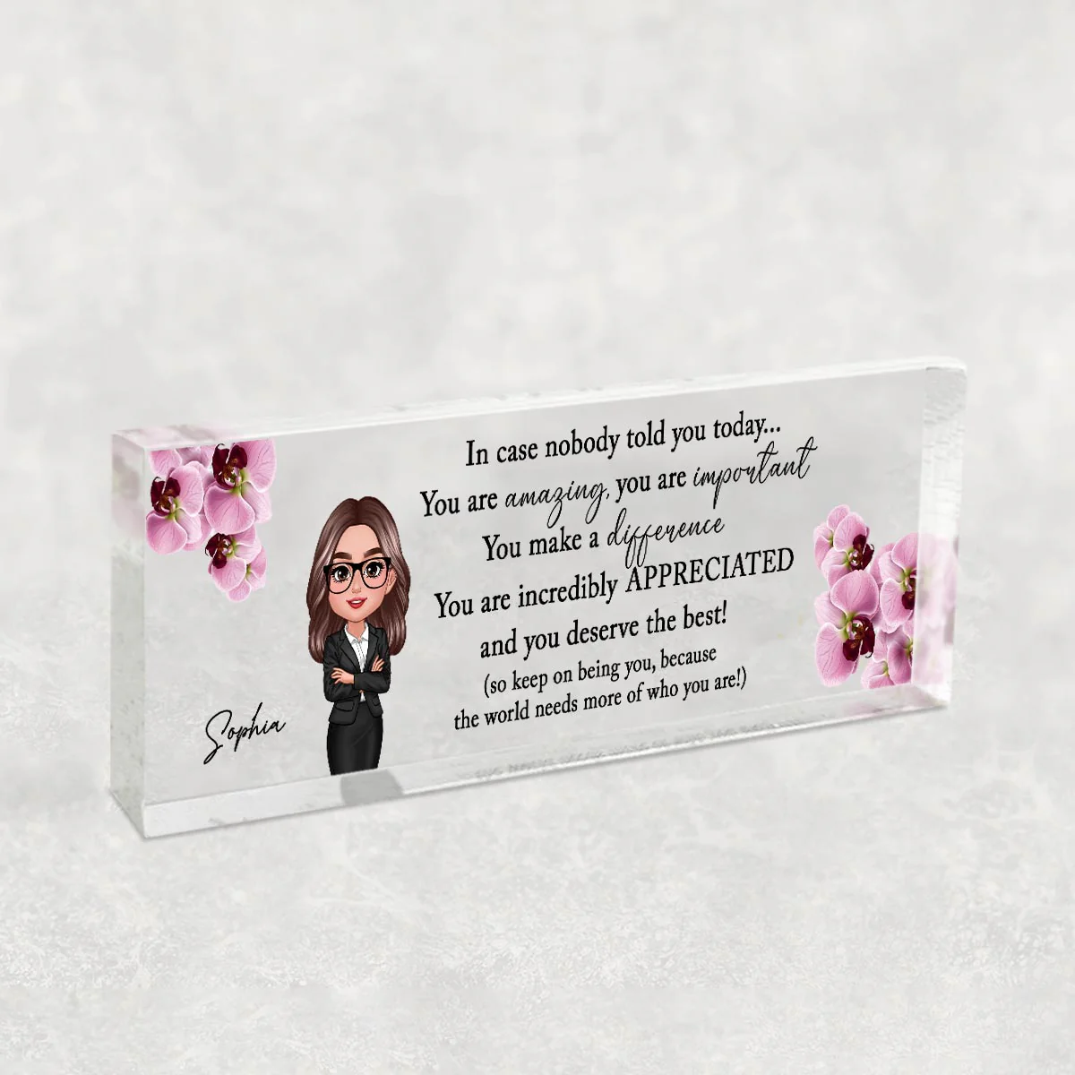 You Are Incredibly Appreciated, Coworker Colleagues Affirmations Personalized Acrylic Desk Name Plate, Office Gift, Appreciation Gift, Thank You Gift - Image 4