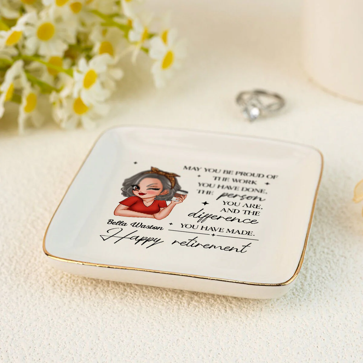 May You Be Proud of the Work You Have Done Personalized Jewelry Dish, Retirement Appreciation Gift for Mom Boss Co-workers, Friends, Wife, Sister - Image 4