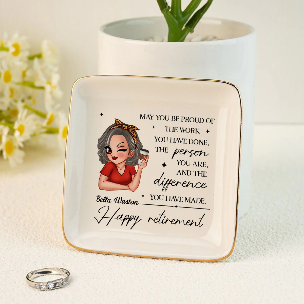 May You Be Proud of the Work You Have Done Personalized Jewelry Dish, Retirement Appreciation Gift for Mom Boss Co-workers, Friends, Wife, Sister - Image 5