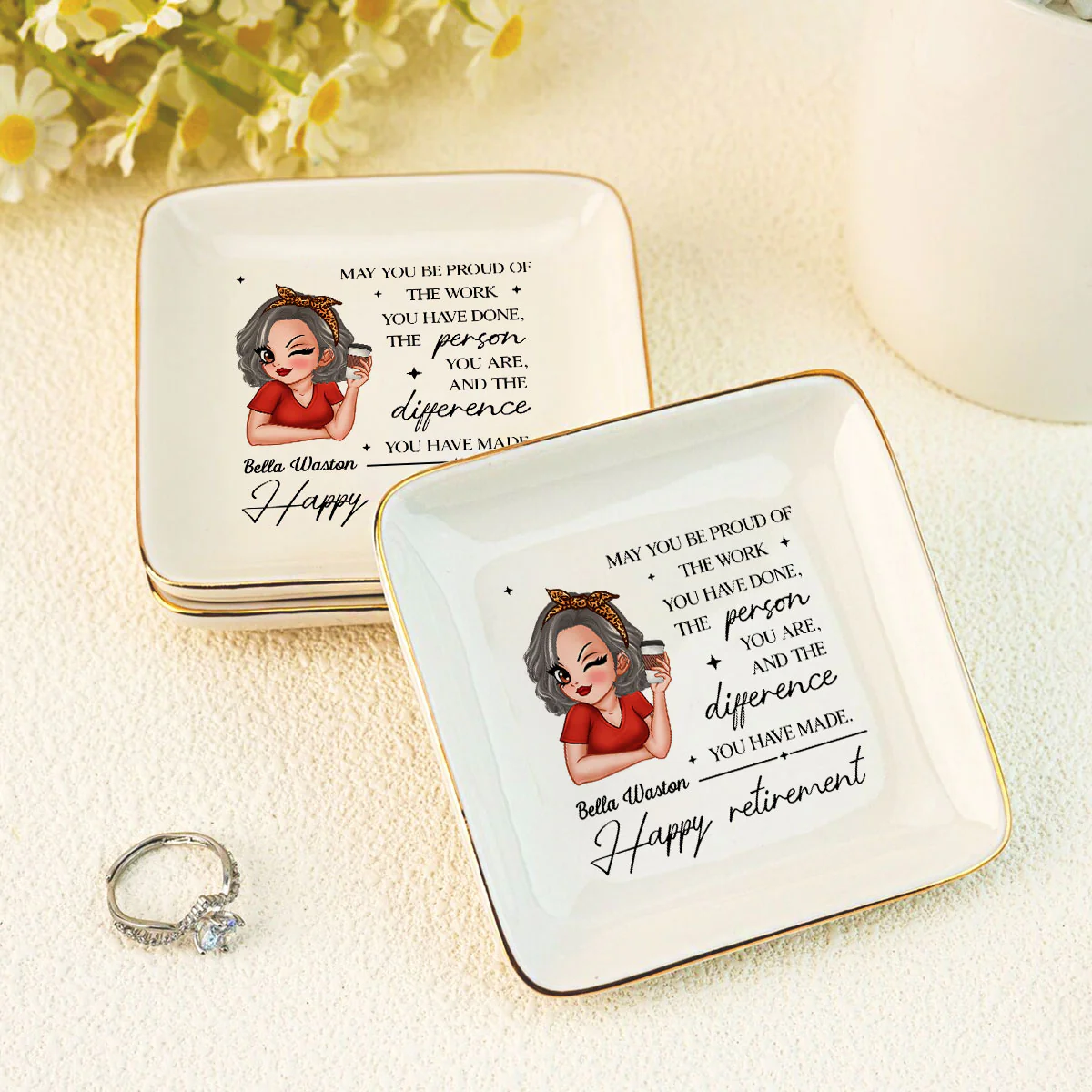 May You Be Proud of the Work You Have Done Personalized Jewelry Dish, Retirement Appreciation Gift for Mom Boss Co-workers, Friends, Wife, Sister - Image 6