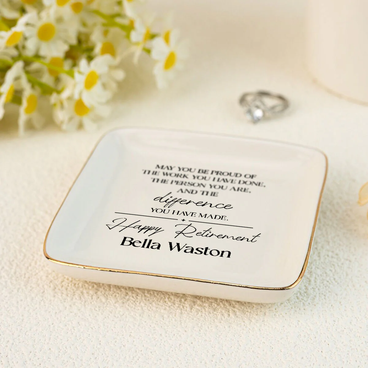May You Be Proud of the Work You Have Done Personalized Jewelry Dish, Retirement Appreciation Gift for Mom Boss Co-workers, Teachers, Nurses, Friends, Wife, Sister - Image 4
